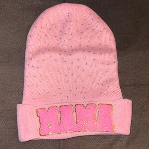 Pink Beanie with 'Mama' Patch Custom